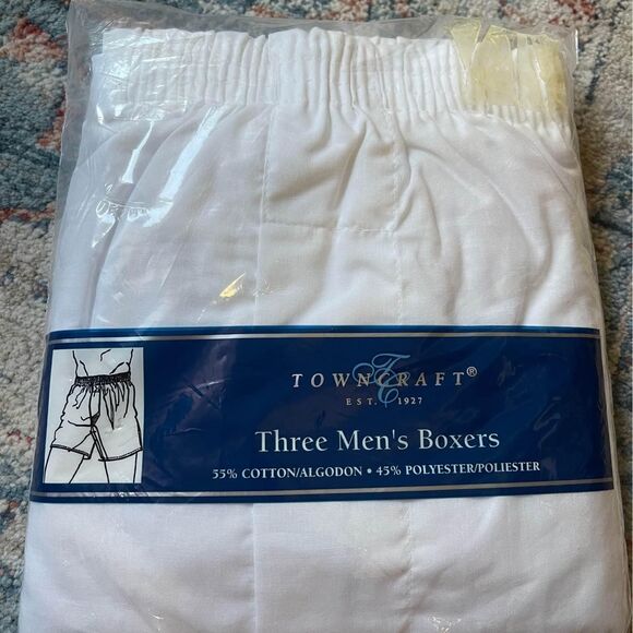 Vintage TownCraft JC Penney Mens White Boxers 3 Pk Sz 40 White Underwear NIP - Picture 1 of 5